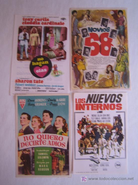 Folhetos de m&atilde;o de filmes antigos de cinema: Lote 4 folletos de mano