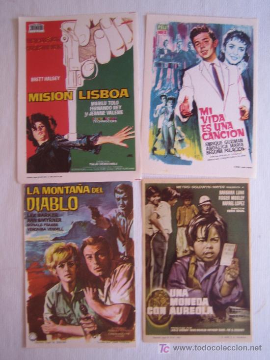 Folhetos de m&atilde;o de filmes antigos de cinema: Lote 4 folletos de mano