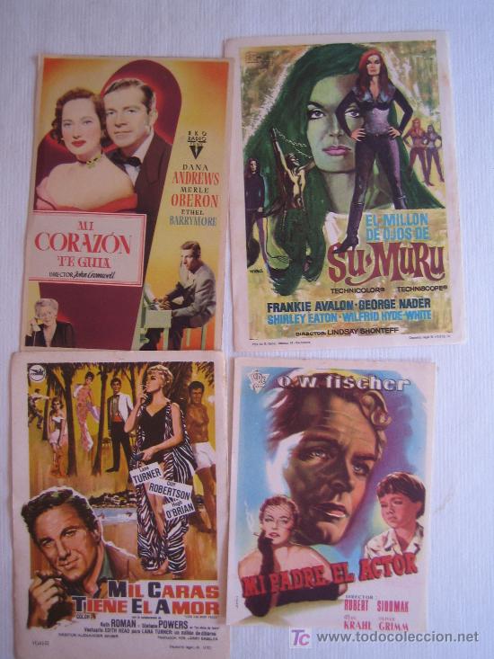 Folhetos de m&atilde;o de filmes antigos de cinema: Lote 4 folletos de mano