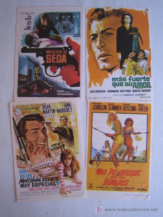 Folhetos de m&atilde;o de filmes antigos de cinema: Lote 4 folletos de mano