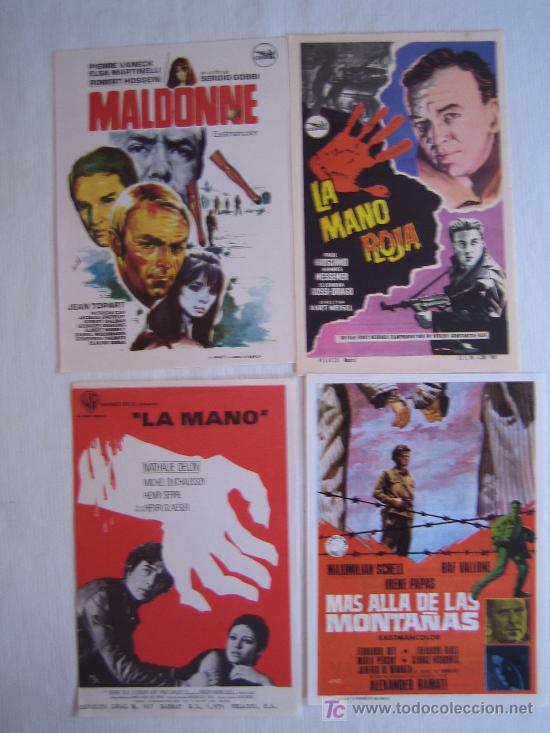 Folhetos de m&atilde;o de filmes antigos de cinema: Lote 4 folletos de mano