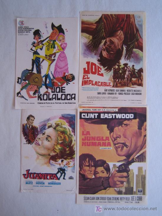 Folhetos de m&atilde;o de filmes antigos de cinema: Lote 4 folletos de mano