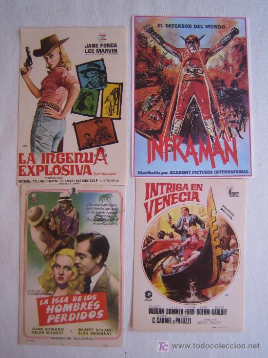 Folhetos de m&atilde;o de filmes antigos de cinema: Lote 4 folletos de mano