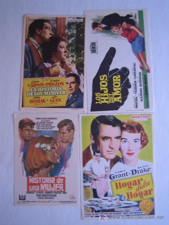 Folhetos de m&atilde;o de filmes antigos de cinema: Lote 4 folletos de mano