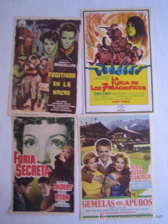 Folhetos de m&atilde;o de filmes antigos de cinema: Lote 4 folletos de mano