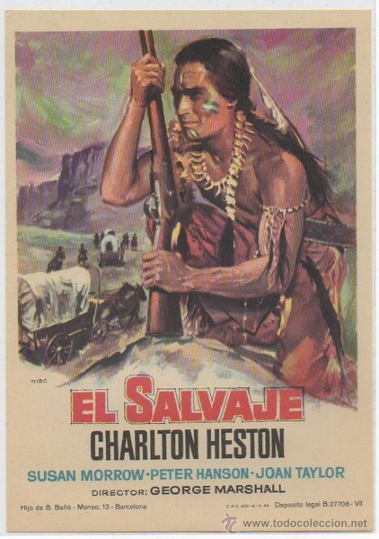 Cine: PROGRAMA DE MANO PROSPECTO DE CINE EL SALVAJE CHARLTON HESTON
