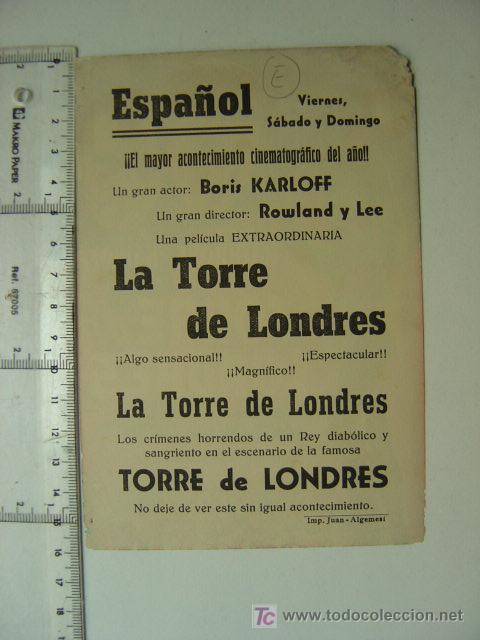 Cine: LA TORRE DE LONDRES - REF. 7 - Foto 2