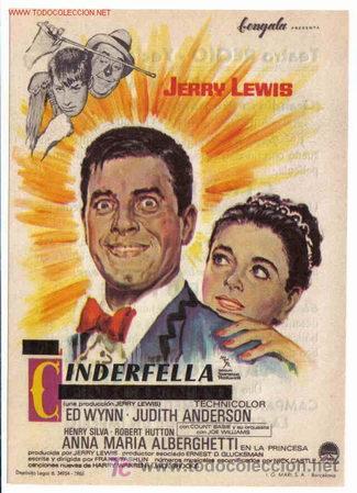 Folhetos de m&atilde;o de filmes antigos de cinema: CINDERFELLA JERRY LEWIS PMD 15