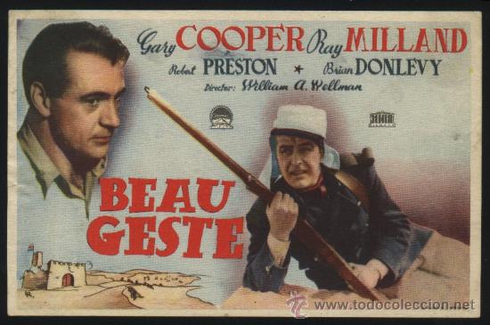 Cine: P-7500- BEAU GESTE (Gary Cooper - Ray Milland - Robert Preston - Brian Donlevy - Susan Hayward)