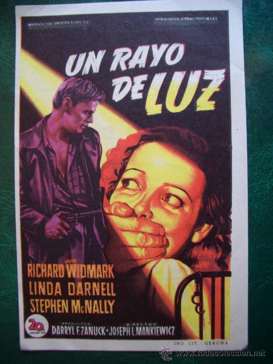 Flyers Publicitaires de Films Anciens: UN RAYO DE LUZ (DORSO IMPRESO
