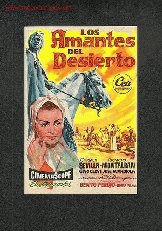 Folhetos de m&atilde;o de filmes antigos de cinema: Los amantes del desierto (Carmen Sevilla)