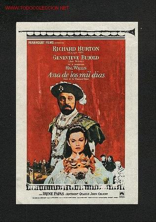 Flyers Publicitaires de Films Anciens: Ana de los mil dias (Richard Burton, Genevieve Bujold)