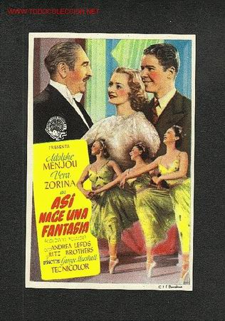 Flyers Publicitaires de Films Anciens: Asi nace una fantasia (Adolphe Menjou, Vera Zorina)
