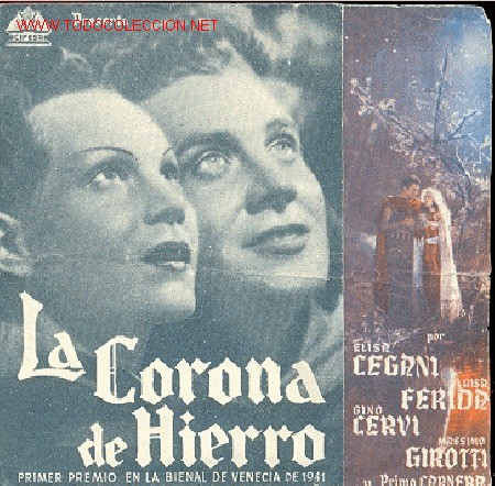 Cine: LA CORONA DE HIERRO, Programa DOBLE con publicidad al dorso (ver imagen complementaria) - Foto 1