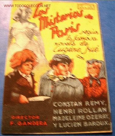 Folhetos de m&atilde;o de filmes antigos de cinema: LOS MISTERIOS DE PARIS
