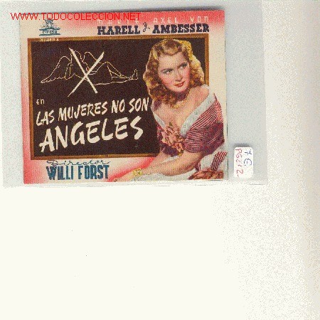 Folhetos de m&atilde;o de filmes antigos de cinema: PROGRAMA LAS MUJERES NO SON ANGELES