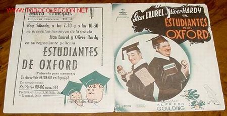 Folhetos de m&atilde;o de filmes antigos de cinema: PROGRAMA DOBLE - ESTUDIANTES DE OXFOR CON PUBLICIDAD TEATRO PRINCIPAL - PEQUE&Ntilde;A RAJA EN LA PARTE SUP