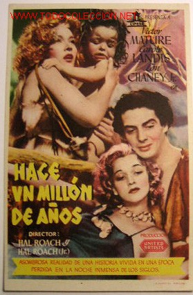 Folhetos de m&atilde;o de filmes antigos de cinema: HACE UN MILLON DE A&Ntilde;OS
