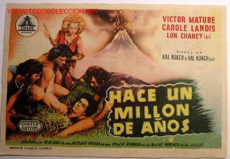 Folhetos de m&atilde;o de filmes antigos de cinema: HACE UN MILLON DE A&Ntilde;OS