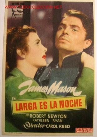 Folhetos de m&atilde;o de filmes antigos de cinema: LARGA ES LA NOCHE