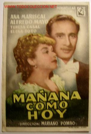 Folhetos de m&atilde;o de filmes antigos de cinema: MA&Ntilde;ANA COMO HOY