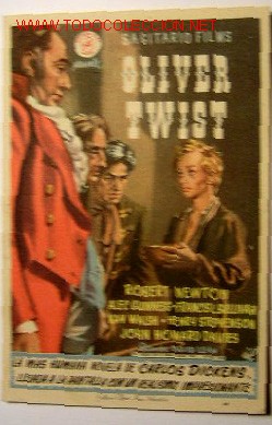 Folhetos de m&atilde;o de filmes antigos de cinema: OLIVER TWIST