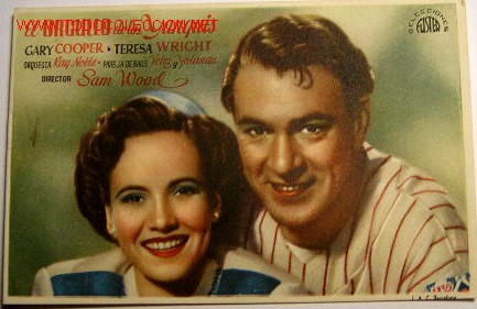 Folhetos de m&atilde;o de filmes antigos de cinema: EL ORGULLO DE LOS YANQUIS