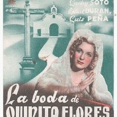 Cine: LA BODA DE QUINITA FLORES, PROGRAMA DOBLE CON PUBLICIDAD AL DORSO (VER IMAGEN COMPLEMENTARIA) . Lote 19518030