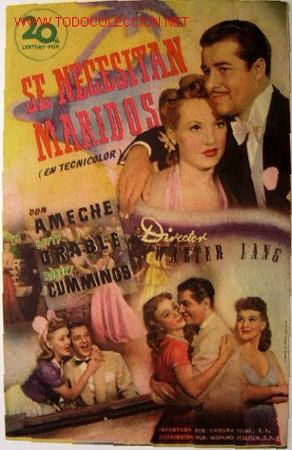 Folhetos de m&atilde;o de filmes antigos de cinema: SE NECESITAN MARIDOS (son gastos de env&iacute;o