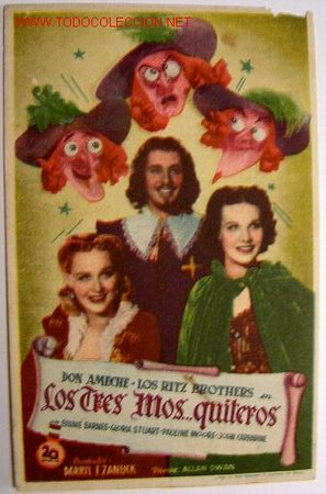 Folhetos de m&atilde;o de filmes antigos de cinema: LOS TRES MOSQUI...TEROS