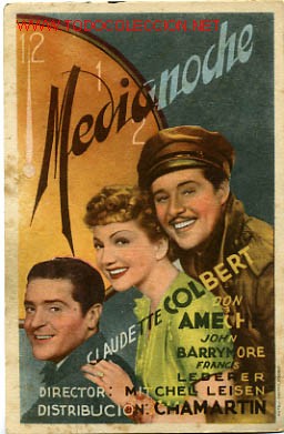 Foglietti di film di film antichi di cinema: MEDIANOCHE , TARJETA   ,      PM3398