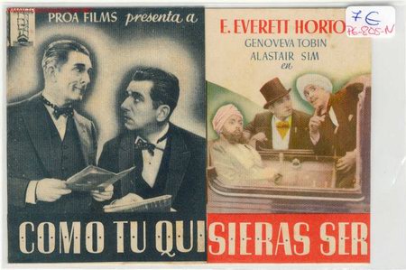Foglietti di film di film antichi di cinema: PROGRAMA COMO TU QUISIERAS SER