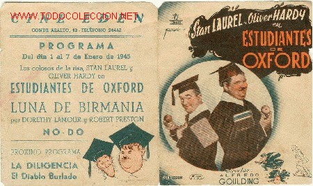 Cine: (pg-868-n)PROGRAMA DOBLE- LAUREL Y HARDY EN ESTUDIANTES DE OXFORD