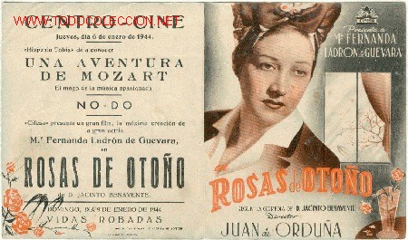 Cine: (pg-865-n)PROGRAMA DOBLE-ROSAS DE OTO&Ntilde;O - Foto 1