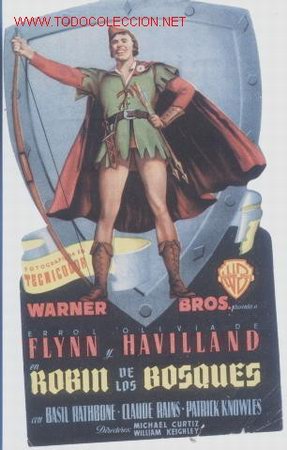 Foglietti di film di film antichi di cinema: Programa.robin de los bosques.Troquelado