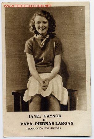 Foglietti di film di film antichi di cinema: PAPA , PIERNAS LARGAS 1, JANET GAYNOR  , TARJETA , NO  TIENE CINE IMPRESO AL DORSO