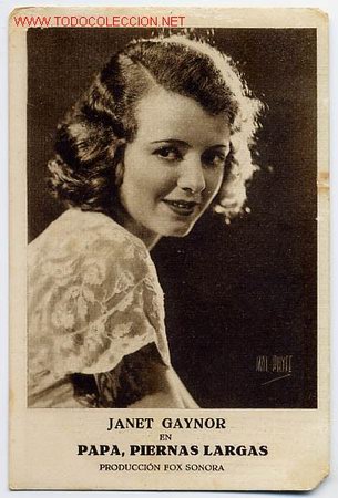 Foglietti di film di film antichi di cinema: PAPA , PIERNAS LARGAS 2, JANET GAYNOR  , TARJETA , NO  TIENE CINE IMPRESO AL DORSO