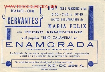 Cine: ENAMORADA. Programa con publicidad al dorso (ver imagen complementaria) - Foto 2