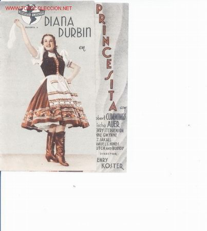 Cinema: Princesita.diana durbin.doble con publicidad d cinema victoria.1942.