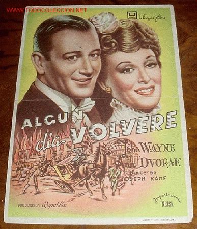 Cinema: ANTIGUO PROGRAMA DE MANO CINE - ALGUN DIA VOLVERE - PUBLICIDAD TEATRO ALHAMBRA.