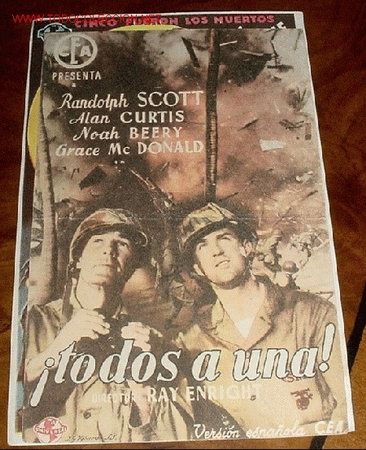 Cinema: ANTIGUO PROGRAMA DE MANO - TODOS A UNA - SIN PUBLICIDAD.