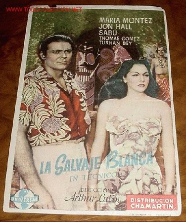 Folhetos de m&atilde;o de filmes antigos de cinema: ANTIGUO PROGRAMA DE MANO - LA SA&Ntilde;VAJE BLANCA - PUBLICIDAD IMPERIAL CINEMA.