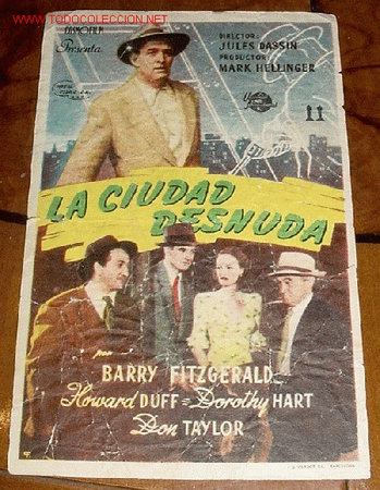 Flyers Publicitaires de Films Anciens: ANTIGUO PROGRAMA DE MANO - LA CIUDAD DESNUDA -  PUBLICIDAD CARABANCHEL CINEMA.