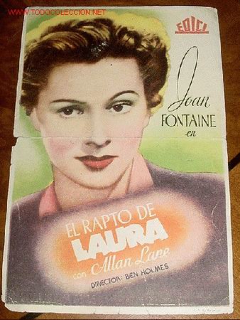 Flyers Publicitaires de Films Anciens: ANTIGUO PROGRAMA DE MANO - EL RAPTO DE LAURA - PUBLICIDAD TEATRO CERVANTES - CEUTA.