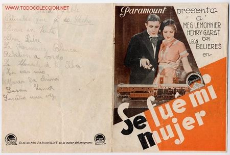 Cine: SE FUE MI MUJER, PROGRAMA DOBLE PARAMOUNT, CON ESCRITOS A LAPIZ. - Foto 1