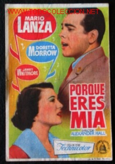 Cine: PORQUE ERES MIA. PROGRAMA DE MANO CON PUBLICIDAD. 1955 - Foto 1