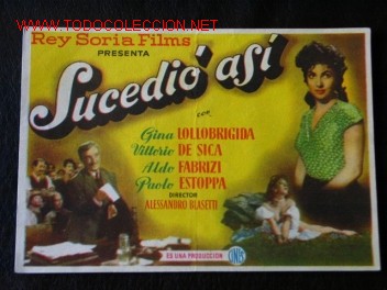 Cine: SUCEDI&Oacute; AS&Iacute;. PROGRAMA DE MANO SIN PUBLICIDAD. A&Ntilde;OS 50 - Foto 1
