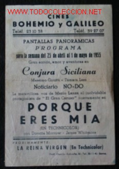 Cine: PORQUE ERES MIA. PROGRAMA DE MANO CON PUBLICIDAD. 1955 - Foto 2