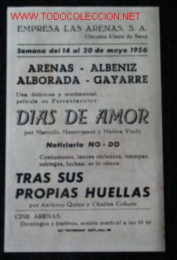 Cine: DIAS DE AMOR. PROGRAMA DE MANO. CON PUBLICIDAD. A&Ntilde;O 1956 - Foto 2