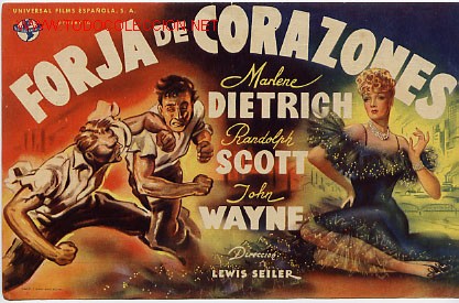 Cine: FORJA DE CORAZONES , MARLENE DIETRICH , SENCILLO , CON    CINE IMPRESO AL DORSO , PM4008